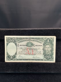RARE 1938-1952 Australia 1 Pound Note. VF. Catalog Price $200