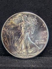 1987 GEM BU American Silver Eagle One Troy Ounce .999 Fine Silver