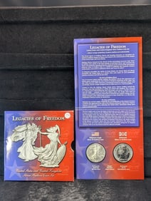 2003 Legacies Of Freedom Bullion Set w/American Silver Eagle & British Silver Coin - .999 Silver &