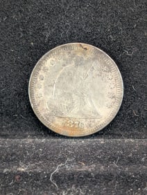 1876 Seated Liberty 25c. Great Details. Full Liberty. 90% Silver