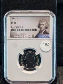 1964 PF 69 Jefferson Nickel (Graded by NGC)