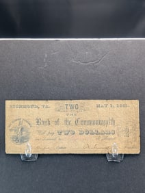 1861 Richmond VA Bank of the Commonwealth Obsolete $2