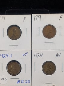(4 Coins) Two 1919, 24, & 24-S Lincoln Wheat Cents