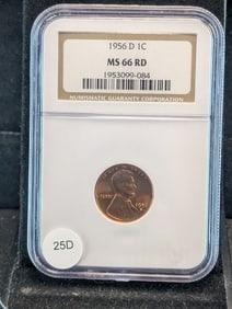 1956-D Lincoln Wheat Cent. NGC MS66 RD