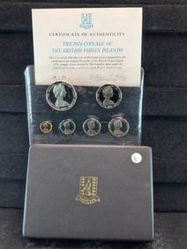 1974 British Virgin Islands Proof Set, Minted at The Franklin Mint w/COA