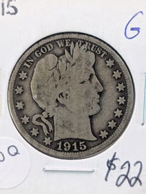 1915-S Barber Half Dollar - 90% Silver