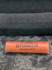 Roll of 1969-D Lincoln Memorial Cents. GEM BU RED