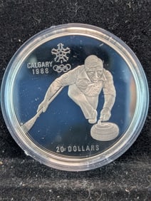 1986 Canada Olympic Winter Games 92.5% Silver $20 Coin (ASW One Troy Ounce)