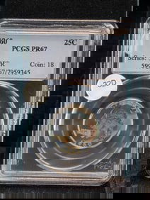 1960 Washington Quarter. PCGS PR67. 90% Silver