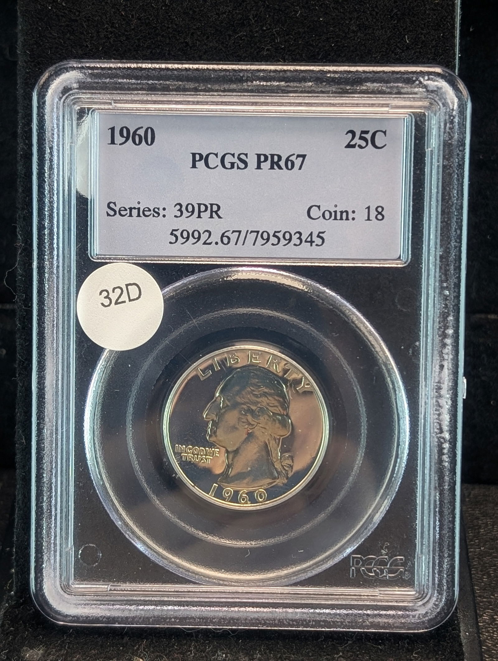 1960 Washington Quarter. PCGS PR67. 90% Silver (1 of 2)