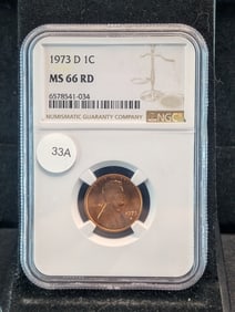 1973-D Lincoln Cent. NGC MS66RD