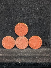 4-WWII Food Ration Tokens, OPA Red Point