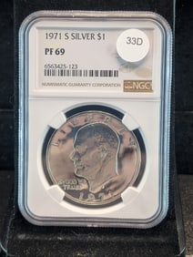 1971 S Silver Ike Dollar. NGC PF69