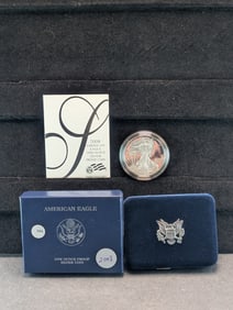 2008W Proof American Silver Eagle. One Troy Ounce .999 Fine Silver $1. OGP/COA