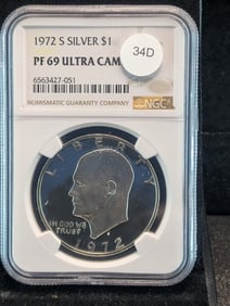 1972 S Silver Ike Dollar. NGC PF69 Ultra Cameo