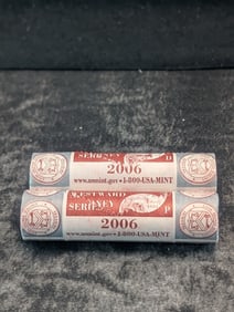 2006 P&D Jefferson Nickel Rolls- Westward Journey Nickels- Monticello. Original Rolls. GEM BU Coins