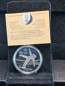 1986 Canada Olympic Winter Games 92.5% Silver $20 Coin (ASW One Troy Ounce)
