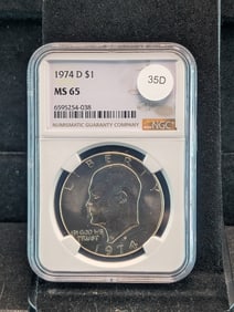 1974-D Ike Dollar. NGC MS65