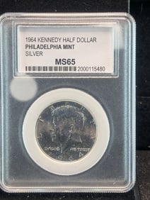 1964 Kennedy Half Dollar. MS65 by PCC. 90% Silver