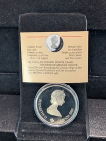 1986 Canada Olympic Winter Games 92.5% Silver $20 Coin (ASW One Troy Ounce)