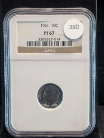 1961 Roosevelt Dime. NGC PF67