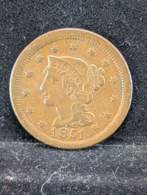 1851 Braided Hair Large Cent, Nice Details