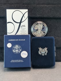 2006W Proof American Silver Eagle. One Troy Ounce .999 Fine Silver $1. OGP/COA