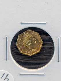 1898 California Gold One Fractional, Indian-Bear Merchant Token