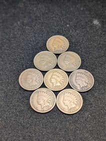8 Mixed Date Indian Head Cents