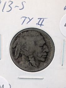 RARE 1914-S Type II Buffalo Nickel.