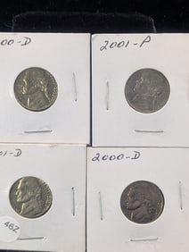 2000-D, 2000-D, 2001-P, 2001-D Jefferson Nickels