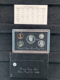 KEY 1995-S US Mint Silver Proof Set. 3-90% Silver Coins. OGP