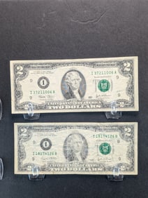 Two 2003 Federal Reserve $2 Bank Notes