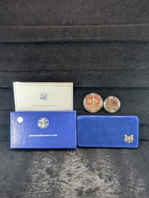 1986-S Proof US Mint Liberty Coin Set. 90% Silver Dollar/Clad Half. OGP/COA