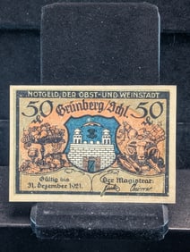 1921 German 50 Pf Currency, Crisp-UNC, 104 Years Old!