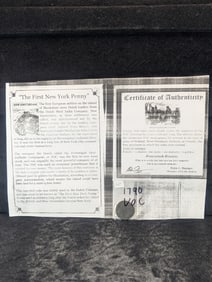 1790 Dutch Netherlands Colonial Duit VOC w/COA, First New York Penny, 14 Years After the