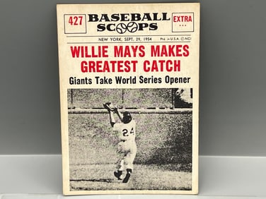 1961 Nu-Card Scoops #427 - Willie Mays Makes Greatest Catch