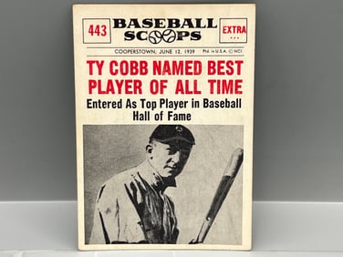1961 Nu-Card Scoops #443 - Ty Cobb Named Best Player Of All Time