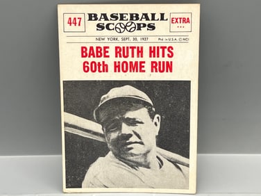 1961 Nu-Card Scoops #447 - Babe Ruth Hits 60th Home Run