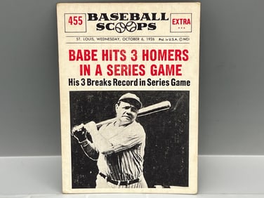 1961 Nu-Card Scoops #455 - Babe Hits 3 Homers In A Series Game