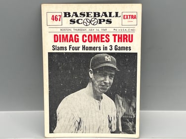 1961 Nu-Card Scoops #467 - Joe DiMaggio Comes Thru