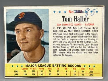 1963 Post Cereal Tom Haller SP #108