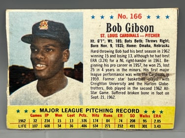 1963 Post Cereal Bob Gibson #166