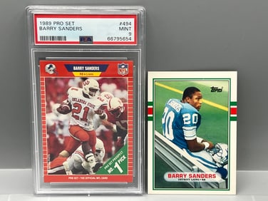 Lot Of (2) Barry Sanders Rookies - 1989 Pro Set #494 PSA 9 & 1989T Traded #83T