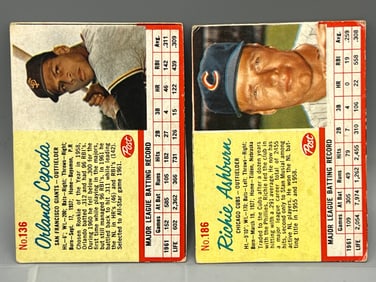 1962 Post Cereal Orlando Cepeda #136 & Richie Ashburn #186