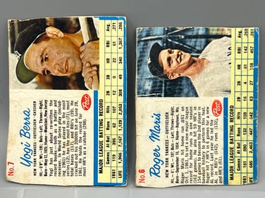 1962 Post Cereal Yogi Berra #7 & Roger Maris #6