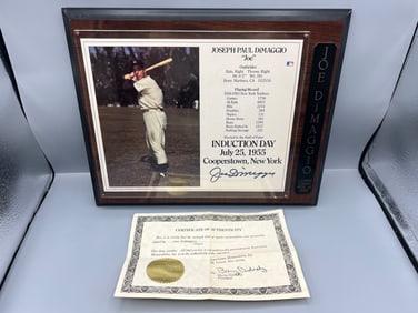 1990 TV Sports Mailbag Joe DiMaggio Limited Edition New York Yankees Autographed Photo In Plaque