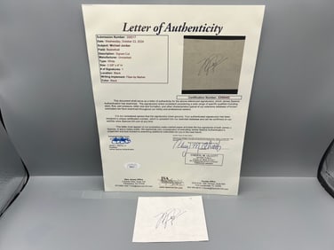 Michael Jordan Signed Cut Autograph with JSA Certification and Full LOA