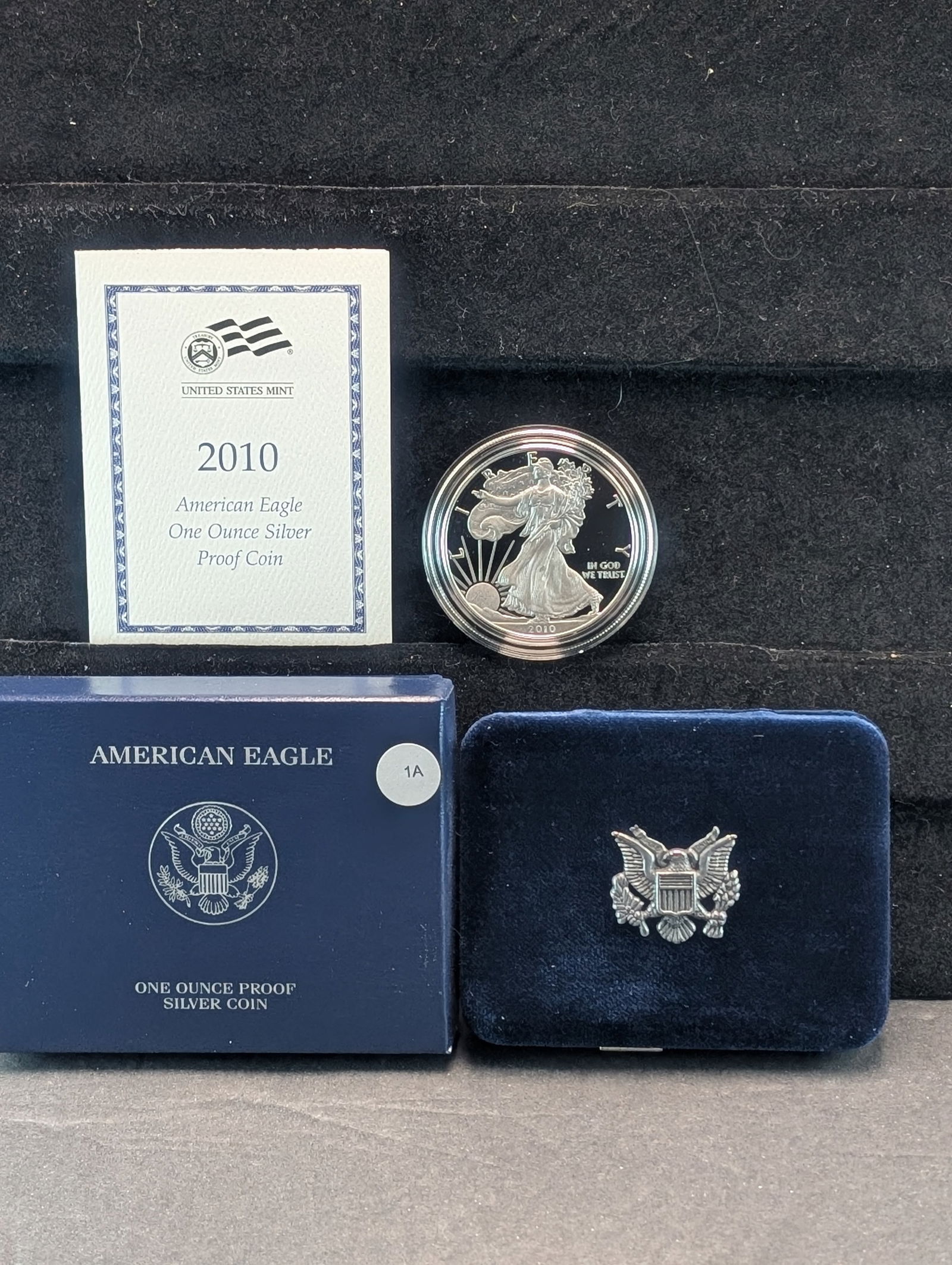 2010-W Proof American Silver Eagle. OGP/COA. One Troy Ounce .999 Fine Silver $1