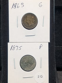 1863 & 1875 Indian Head Cents